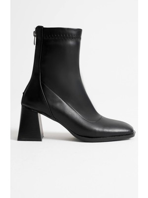 Trendella Arvena Siyah Kalın Topuklu Streç Bot