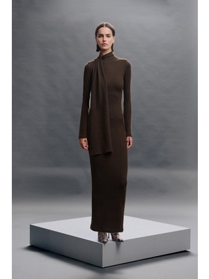 Vatkalı Şal Yaka Maxi Elbise - Exclusive Collection