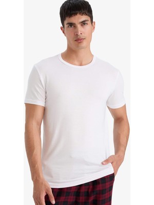 DeFacto Premium Slim Fit Dar Kesim Bisiklet Yaka Kısa Kollu Modal Üst Z8085AZ25AU