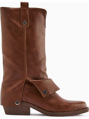 Limoya Fadia Taba Küt Burunlu Körüklü Kadın Çizme