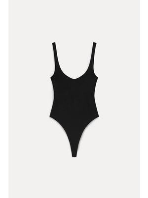 Vatkalı Askılı V bodysuit