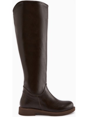 Limoya Henni Kahve Geniş Konçlu Kadın Çizme