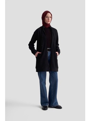Armine Trend Kuşgözü Detaylı Fitilli Simli Cepli Ceket Siyah 25KT555