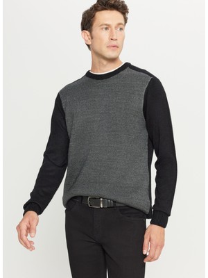 Altınyıldız Classics Bisiklet Yaka Standart Siyah - Gri Erkek Kazak ACE049261478_SYG