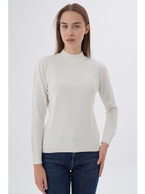 Trist Star Kadın %100 Organik Pamuk Yarım Balıkçı Yaka Triko Kazak Örme Bluz TRIST-6104