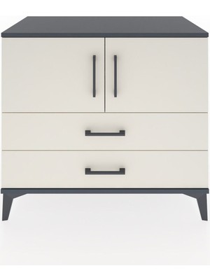 Dienni Hyperion Şifonyer 2 Raflı 2 Çekmeceli 2 Kapaklı 88X44X80 Antrasit-Aytaşı