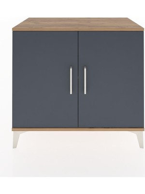 Dienni Hyperion Şifonyer Tek Raflı 2 Kapaklı 88X44X80 Çam-Antrasit