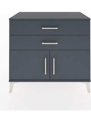 Dienni Hyperion Şifonyer 2 Çekmeceli 2 Kapaklı 88X44X80 Antrasit-Antrasit