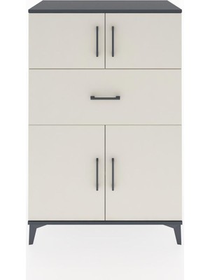 Dienni Hyperion Dolap 2 Raflı Tek Çekmeceli 4 Kapaklı 88X44X134 Antrasit-Aytaşı
