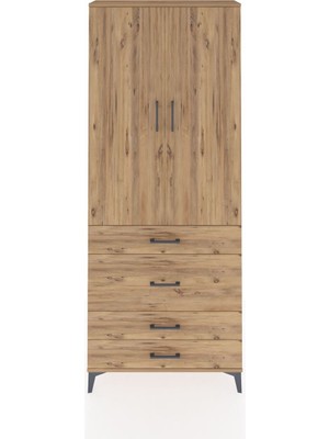 Dienni Arges Dolap 3 Raflı 4 Çekmeceli 2 Kapaklı 88X30X221 Çam-Çam