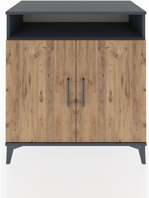 Dienni Hyperion Şifonyer 2 Raflı 2 Kapaklı 88X44X96 Antrasit-Çam