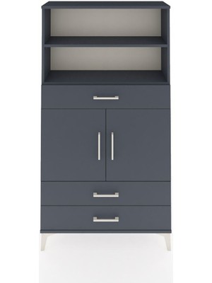 Dienni Arges Dolap 4 Raflı 3 Çekmeceli 2 Kapaklı 88X30X163 Antrasit-Antrasit