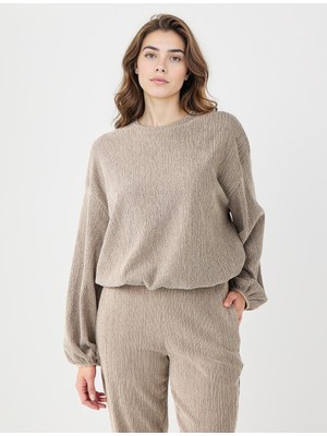 Jimmy Key Vizon Bisiklet Yaka Beli Lastikli Örme Sweatshirt