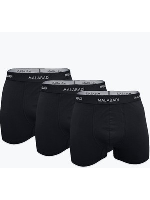 Malabadi Erkek Siyah 3 Lü Paket Pamuk Elastan Boxer 3M075