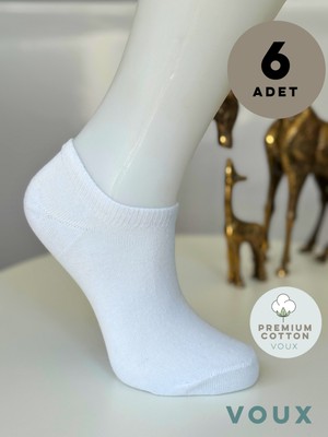 Voux Kadın Pamuklu Beyaz Patik Çorap 6 'lı