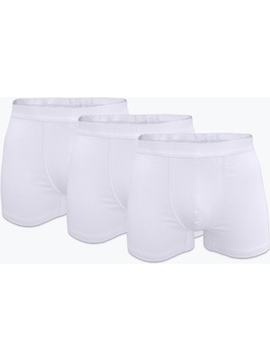 Malabadi Erkek Beyaz 3 Lü Paket Pamuk Elastan Boxer 3M075