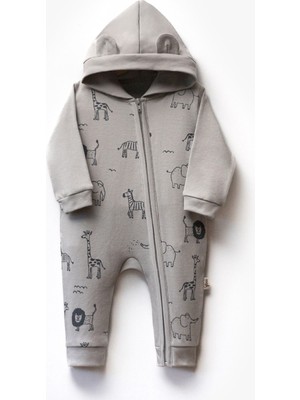 Flexi Baby Önden Fermuarlı Animal Desenli Erkek Bebek Tulumu