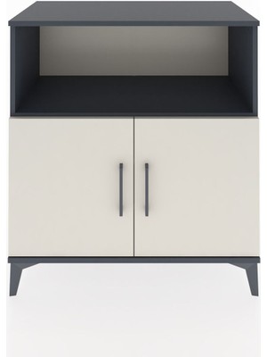 Dienni Hyperion Şifonyer 3 Raflı 2 Kapaklı 88X44X96 Antrasit-Aytaşı