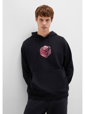 Mavi Mavi Baskılı Kapüşonlu Siyah Sweatshirt 0S10397-900