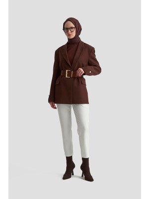 Armine 24YTD200 Beyaz Kadın Belden Lastikli Normal Paça Yandan Cepli Pantalon