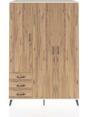 Dienni Kronos Dolap 6 Raflı 3 Çekmeceli Tek Askılı 132X59X195 Aytaşı-Çam/çam