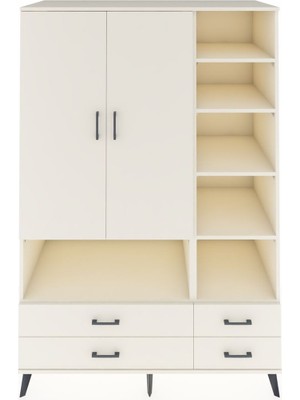 Dienni Kronos Dolap 10 Raflı 4 Çekmeceli 2 Kapaklı 132X59X195 Aytaşı-Aytaşı/aytaşı