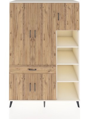 Dienni Kronos Dolap 10 Raflı Tek Çekmeceli 5 Kapaklı 132X59X195 Aytaşı-Çam/çam
