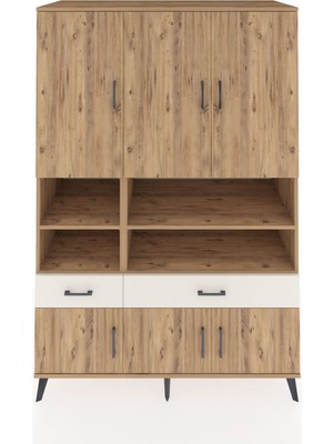 Dienni Kronos Dolap 8 Raflı 2 Çekmeceli 6 Kapaklı 132X59X195 Çam-Çam/aytaşı