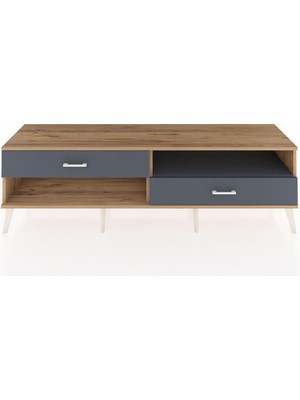 Dienni Hyperion Tv Ünitesi Tek Raflı 2 Çekmeceli  176X44X51 Çam-Antrasit/antrasit