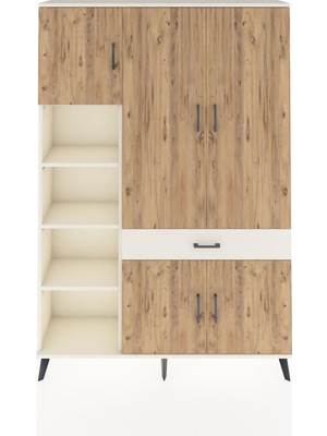 Dienni Arges Dolap 8 Raflı Tek Çekmeceli 5 Kapaklı 132X30X195 Aytaşı-Çam/aytaşı