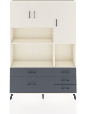 Dienni Arges Dolap 8 Raflı 5 Çekmeceli 3 Kapaklı 132X30X195 Aytaşı-Aytaşı/antrasit