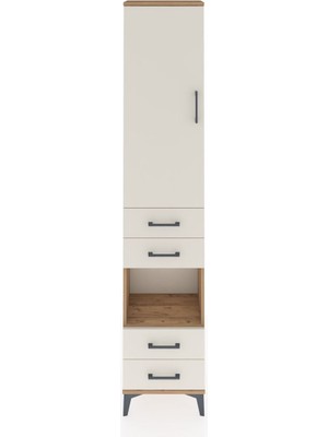 Dienni Arges Dolap 4 Raflı 4 Çekmeceli Tek Kapaklı 44X30X221 Çam-Aytaşı