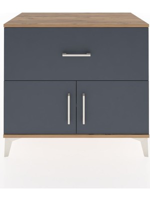 Dienni Hyperion Şifonyer Tek Raflı Tek Çekmeceli 2 Kapaklı 88X44X80 Çam-Antrasit