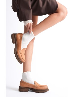 Analin Shoes Kadın Hakiki Deri Light Tabanlı Saraçlı Rahat Loafer Ayakkabı - Taba