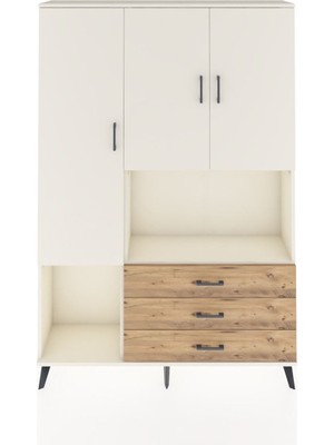 Dienni Arges Dolap 6 Raflı 3 Çekmeceli 3 Kapaklı 132X30X195 Aytaşı-Aytaşı/çam