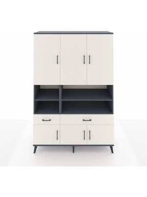 Dienni Hyperion Dolap 8 Raflı 2 Çekmeceli 6 Kapaklı 132X44X195 Antrasit-Aytaşı/aytaşı