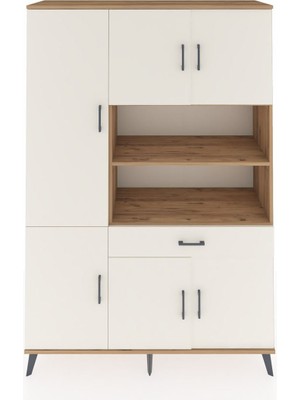 Dienni Hyperion Dolap 10 Raflı Tek Çekmeceli 6 Kapaklı 132X44X195 Çam-Aytaşı/aytaşı