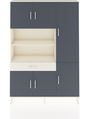 Dienni Arges Dolap 10 Raflı Tek Çekmeceli 6 Kapaklı 132X30X195 Aytaşı-Antrasit/aytaşı