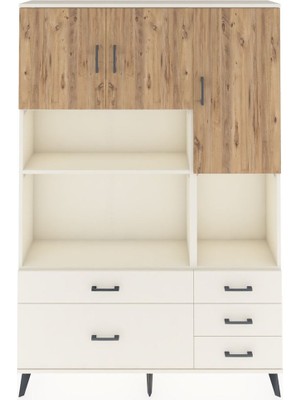 Dienni Arges Dolap 8 Raflı 5 Çekmeceli 3 Kapaklı 132X30X195 Aytaşı-Çam/aytaşı