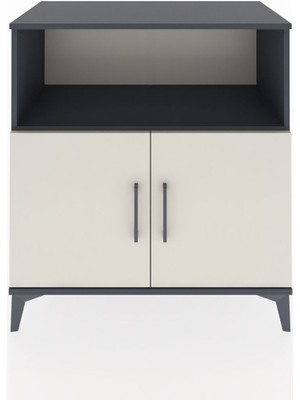 Dienni Hyperion Şifonyer Tek Raflı 2 Kapaklı 88X44X96 Antrasit-Aytaşı