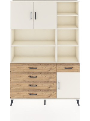 Dienni Arges Dolap 9 Raflı 5 Çekmeceli 3 Kapaklı 132X30X195 Aytaşı-Aytaşı/çam