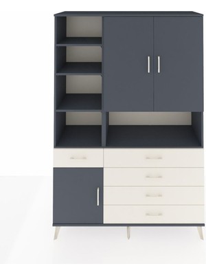 Dienni Hyperion Dolap 8 Raflı 5 Çekmeceli 3 Kapaklı 132X44X195 Antrasit-Antrasit/aytaşı