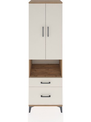 Dienni Hyperion Dolap 4 Raflı 2 Çekmeceli 2 Kapaklı 60X44X195 Çam-Aytaşı