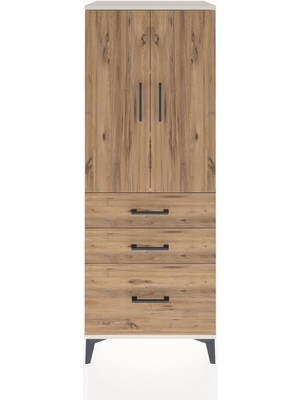 Dienni Hyperion Dolap 3 Raflı 3 Çekmeceli 2 Kapaklı 60X44X163 Aytaşı-Çam
