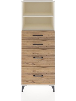 Dienni Hyperion Dolap 2 Raflı 4 Çekmeceli 60X44X163 Aytaşı-Çam