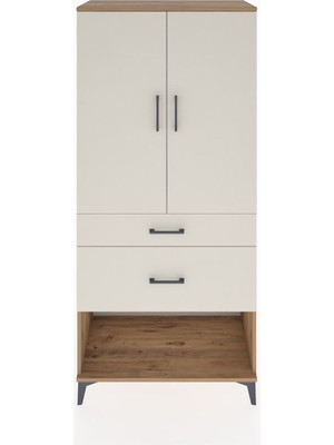 Dienni Hyperion Dolap Tek Raflı 2 Çekmeceli Tek Askılı 88X44X195 Çam-Aytaşı
