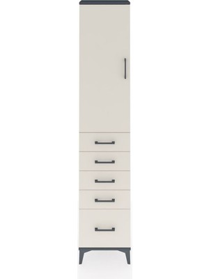 Dienni Arges Dolap 2 Raflı 5 Çekmeceli Tek Askılı 44X30X221 Antrasit-Aytaşı