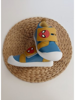 papucumun dünyası Ilk Adım  Ortopedik Bebek Ayakkabısı Örümcek Adam  Figürlü Renkli Bebek Spor Babet