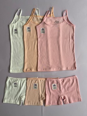 Kota Kız Çocuk Atlet- Şort Takım 6 Atlet 6 Şort Fitilli Ip Askılı Atlet- Şort Takım ( 12 Parça )