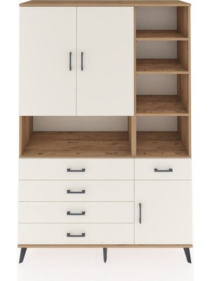 Dienni Hyperion Dolap 8 Raflı 5 Çekmeceli 3 Kapaklı 132X44X195 Çam-Aytaşı/aytaşı